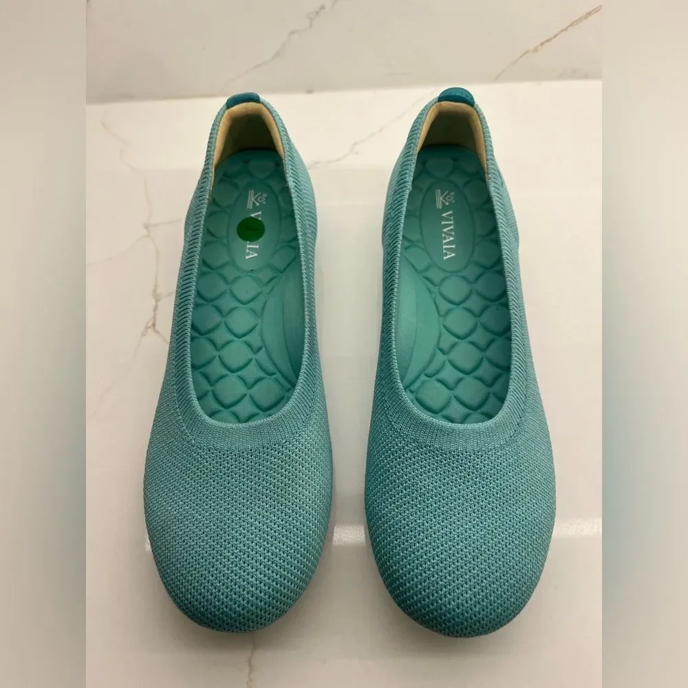 VIVAIA Knit Ballet Flats- Turquoise/Aqua Lightweight Comfort Flats EU39 | US 8.5